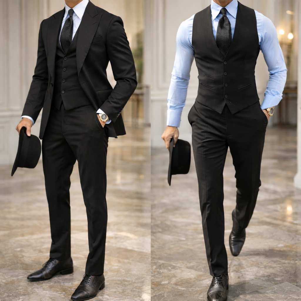 Classic Three Piece Single Button Wedding Men's Suits Fitted Blazer