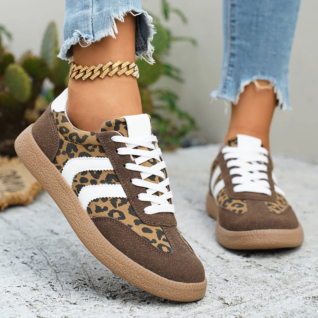 Women's Retro Leopard Print Casual Sneakers