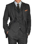 Retro Tweed Herringbone Suit Men's  Slim Fit Single-breasted 3 Pieces Mens Suit Groom Dress Tuxedos Prom Suit Jacket Vest Pants