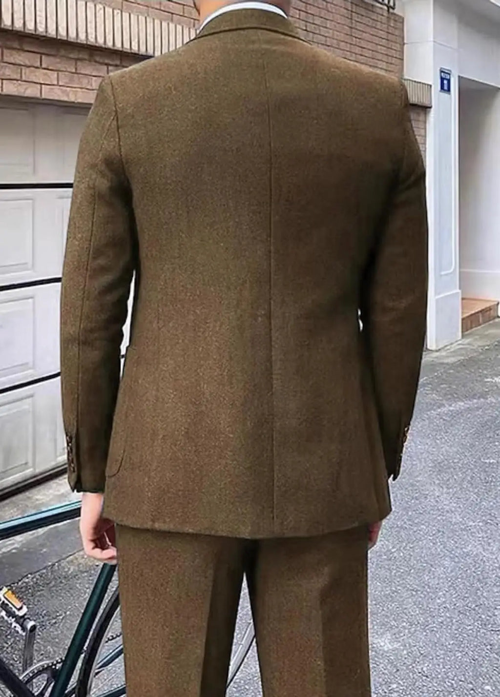 Retro Tweed Herringbone Suit Men's  Slim Fit Single-breasted 3 Pieces Mens Suit Groom Dress Tuxedos Prom Suit Jacket Vest Pants