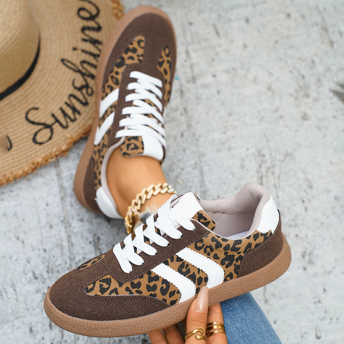 Women's Retro Leopard Print Casual Sneakers